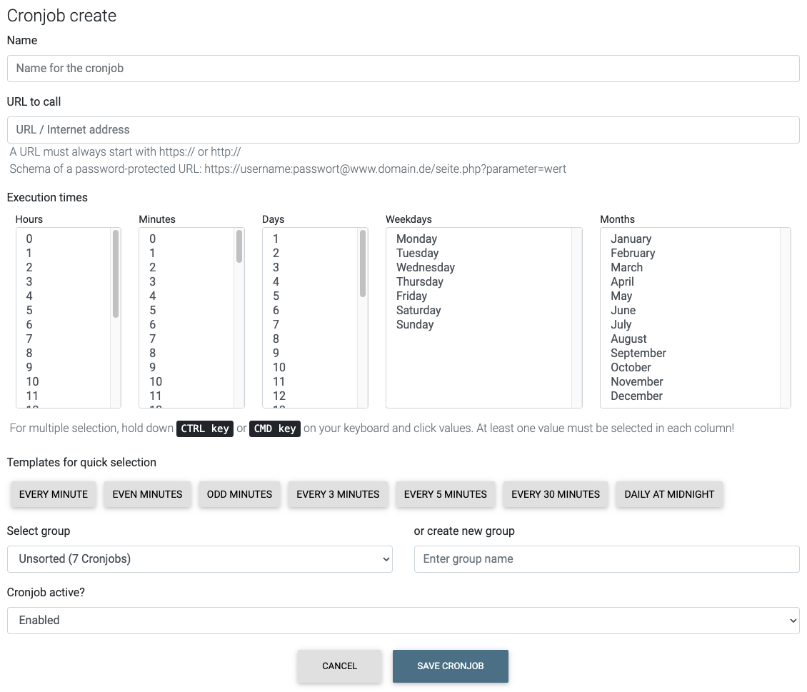 Create Cronjob