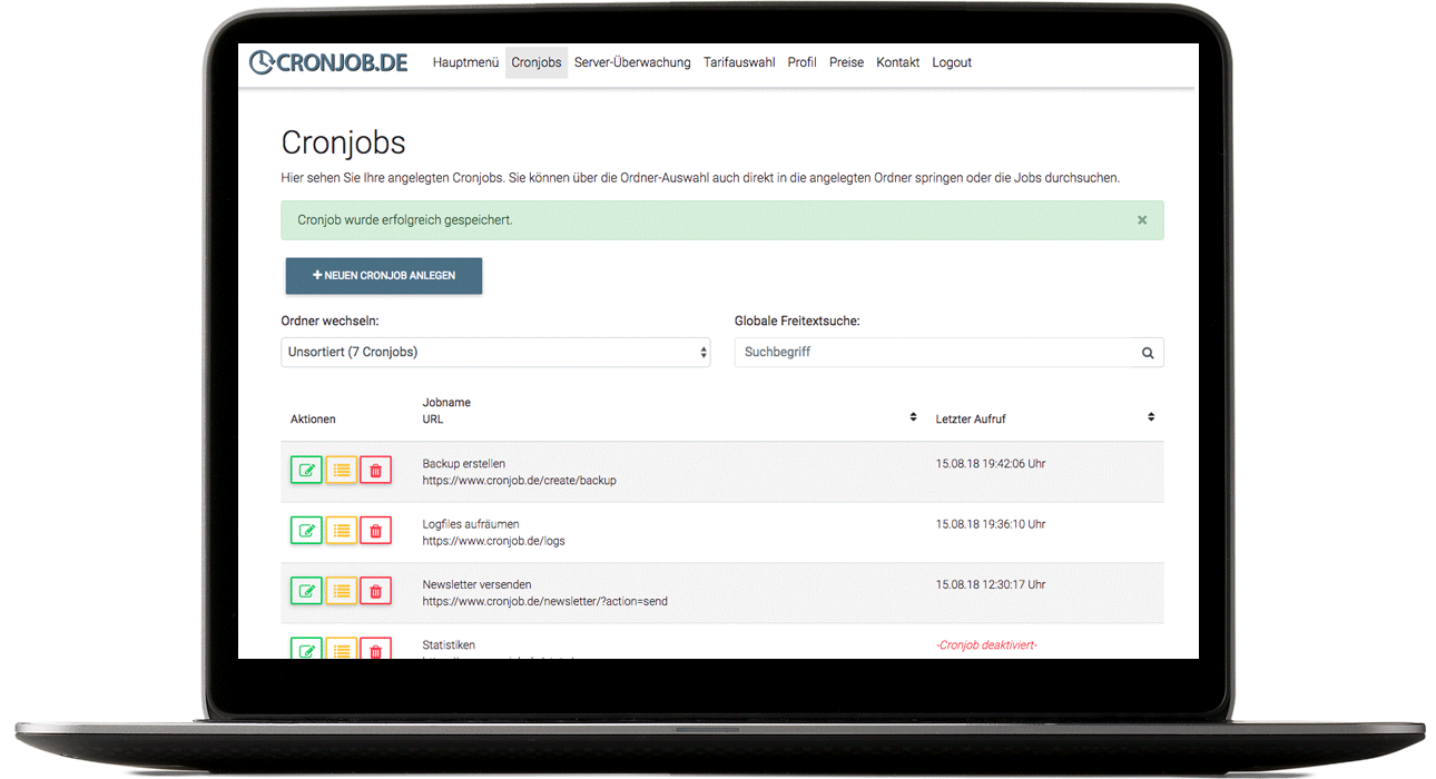 Cronjobs Übersicht